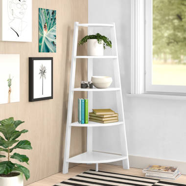 Latitude Run® 55.1'' H x 23.6'' W Wood Ladder Bookcase with Bins 